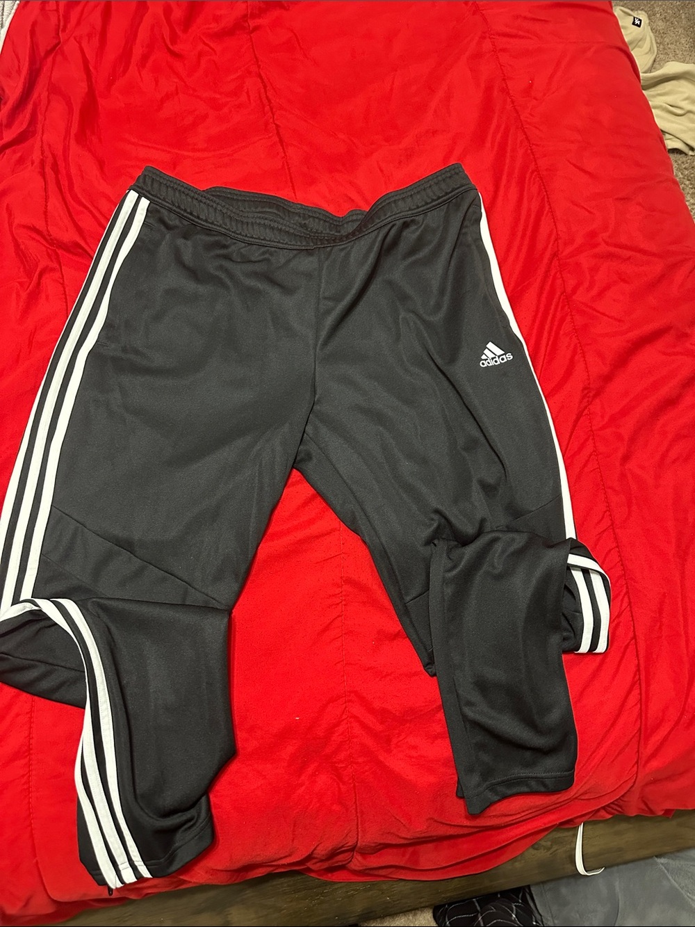 adidas Black Jogger Pants with White Three Stripes